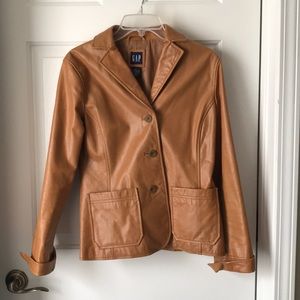 Caramel leather jacket from Gap size S ladies